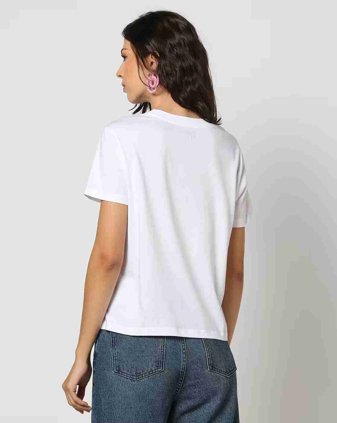 DNMX | Women Graphic Print Boxy Fit Round-Neck T-Shirt|2