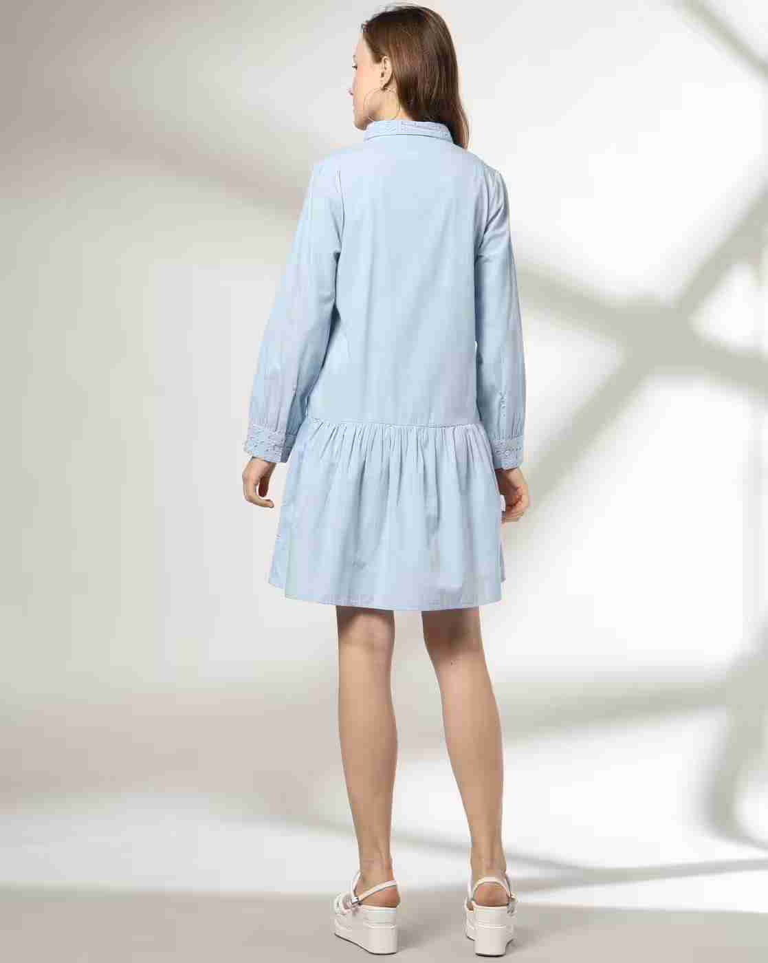 DNMX | Women Schiffli Embroidered Shirt Dress|2