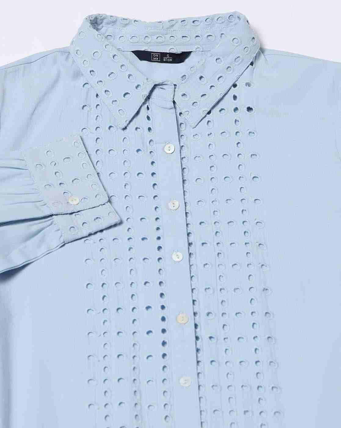 DNMX | Women Schiffli Embroidered Shirt Dress|5