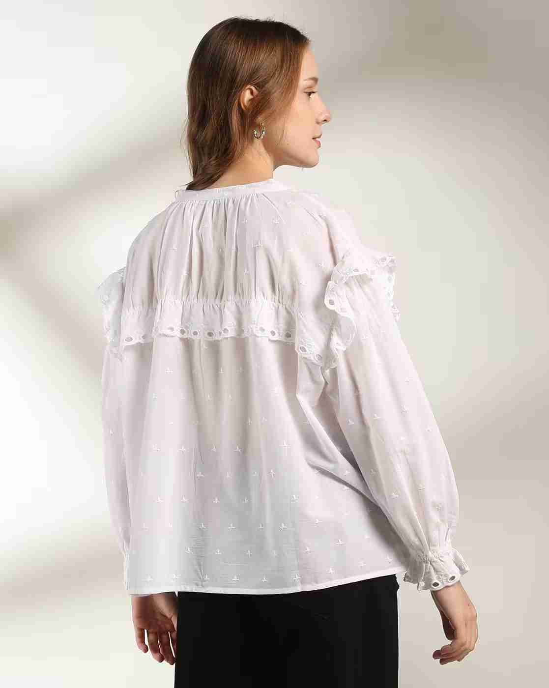 DNMX | Women Embroidered Relaxed Fit Cotton Shirt|3