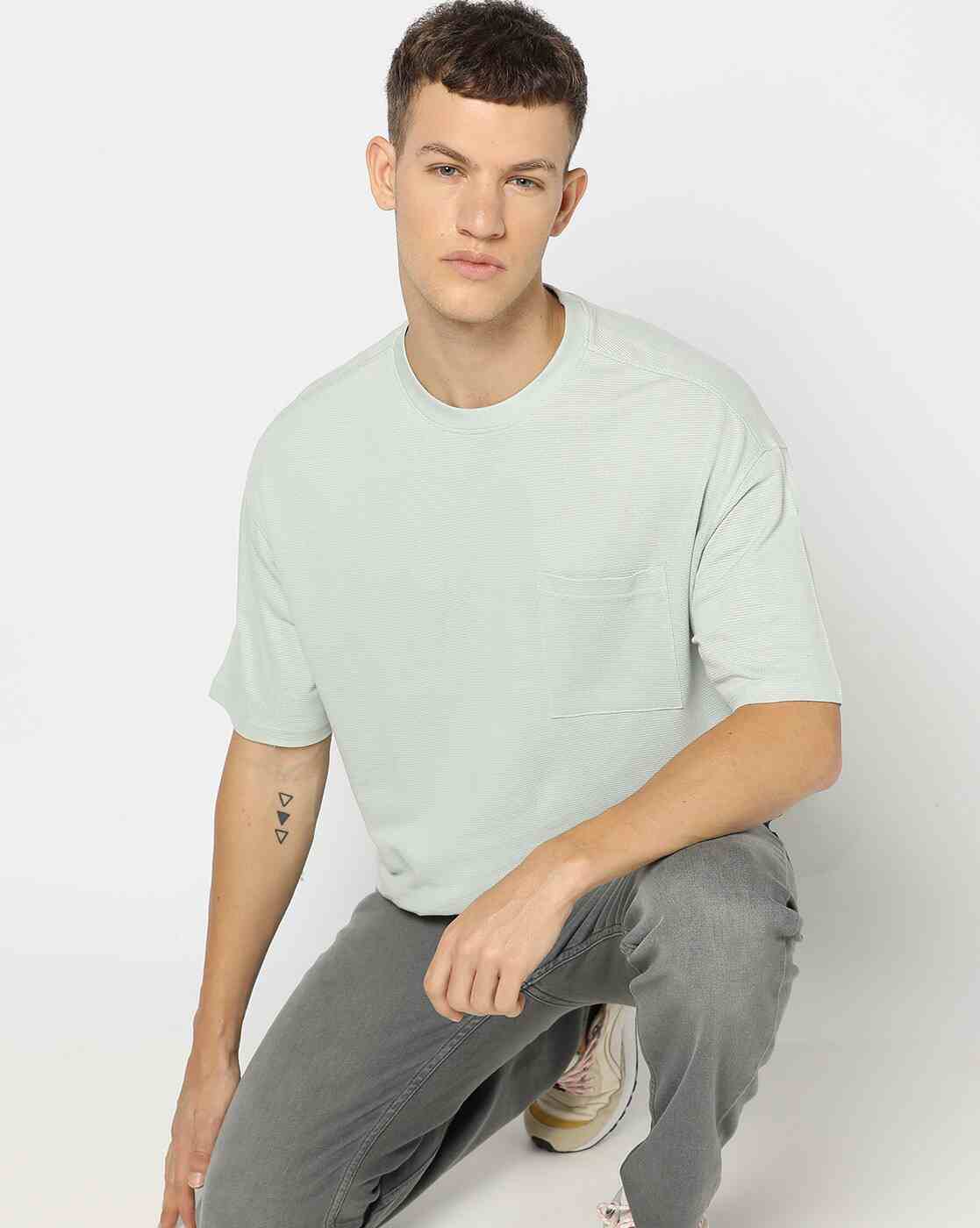 DNMX | Men Regular Fit Crew-Neck T-Shirt with Patch Pocket|0