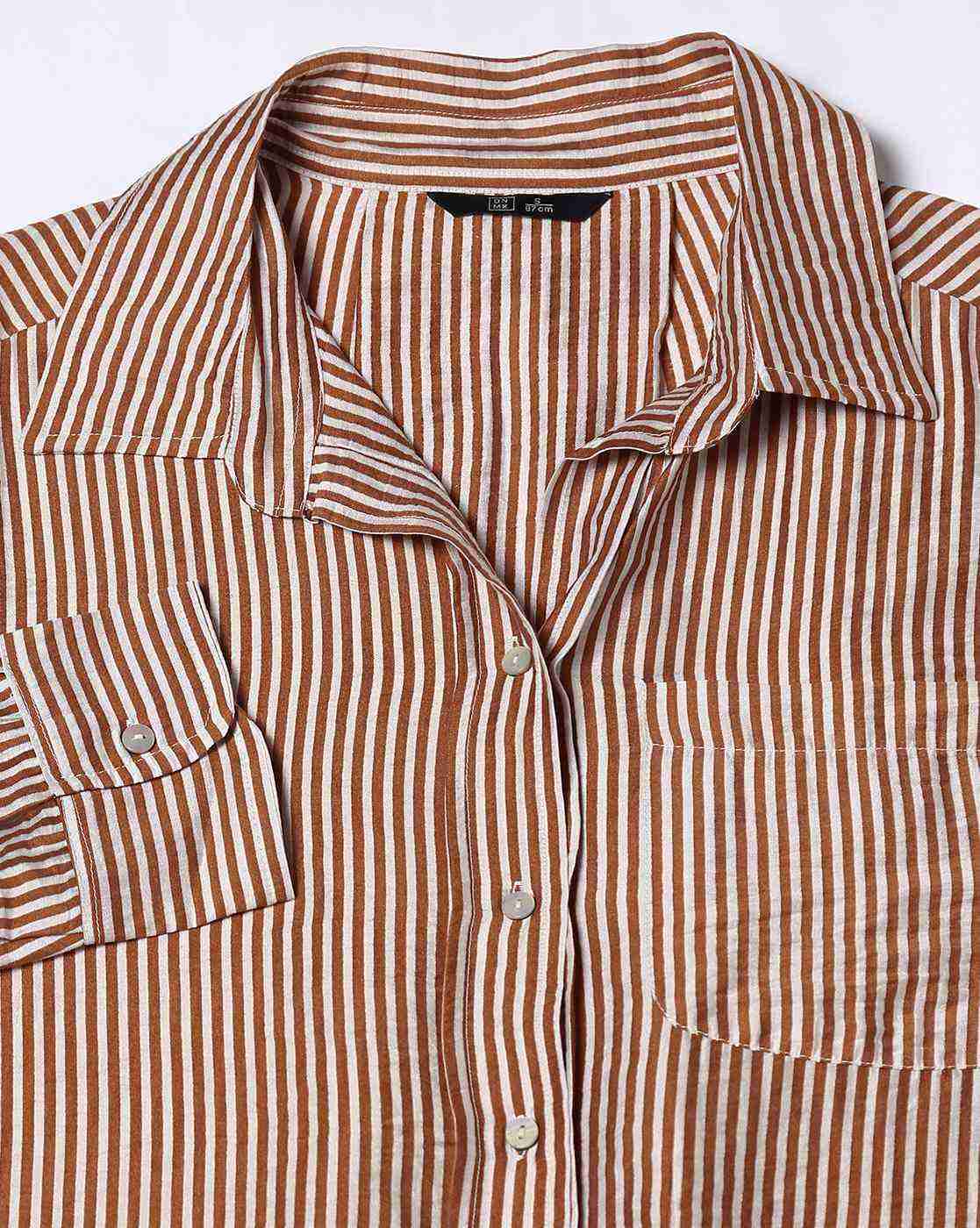DNMX | Women Striped Oversized Shirt with Patch Pocket|4