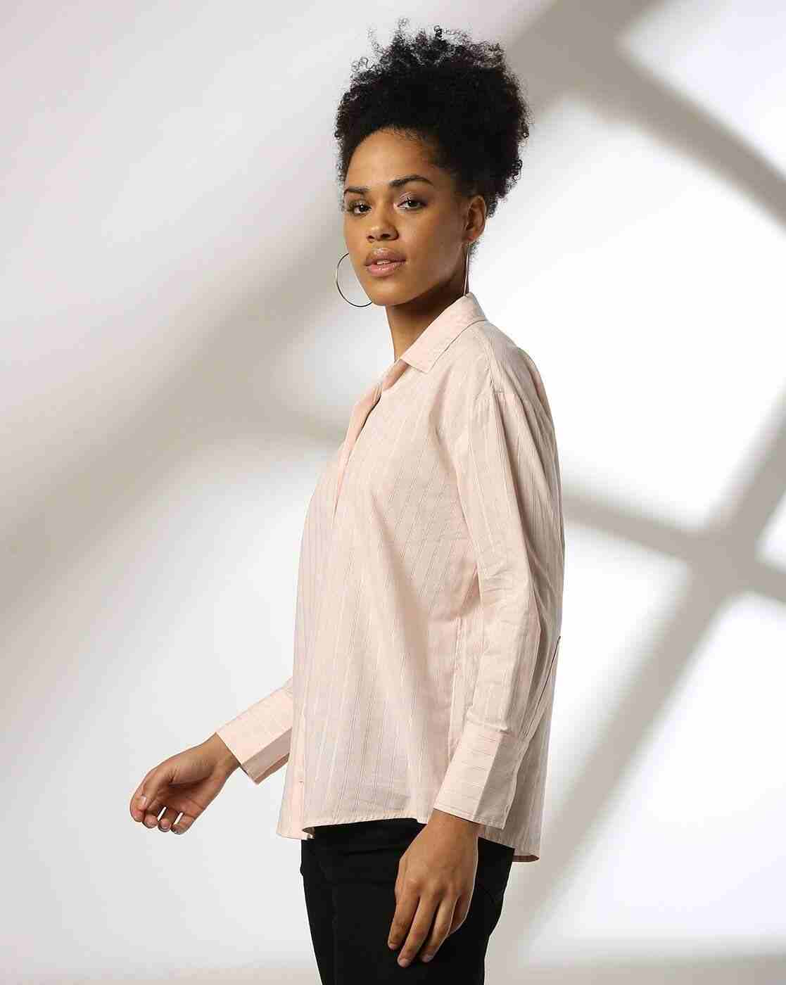 DNMX | Women Striped Regular Fit Cotton Shirt|1