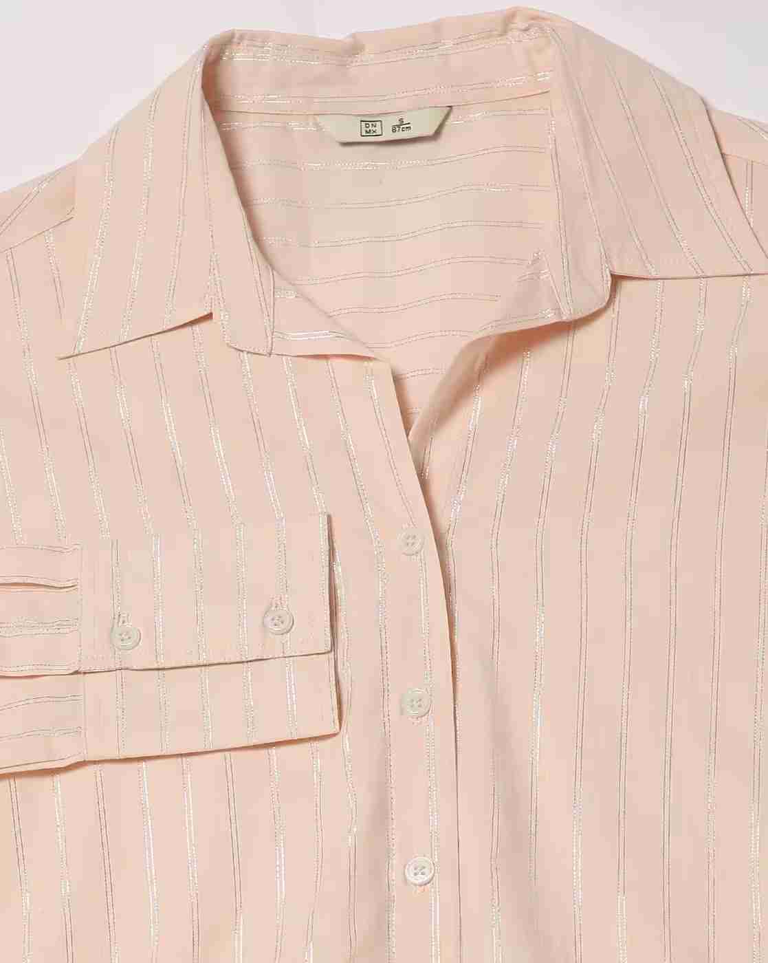 DNMX | Women Striped Regular Fit Cotton Shirt|5