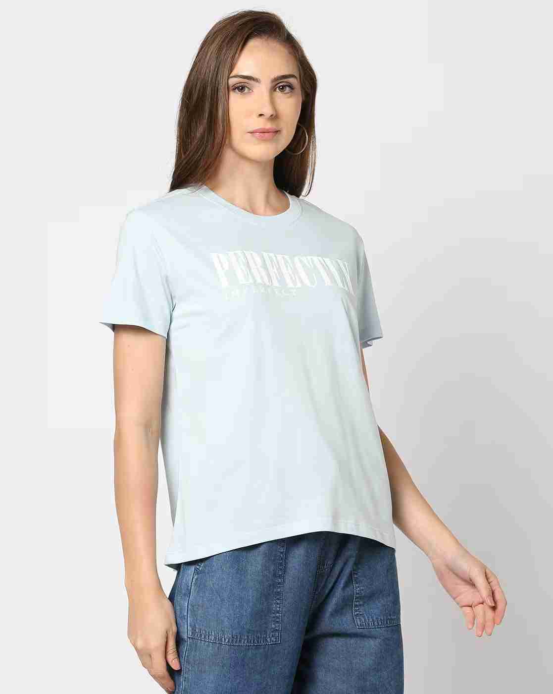 DNMX | Women Typographic Print Regular Fit Crew-Neck T-Shirt|3