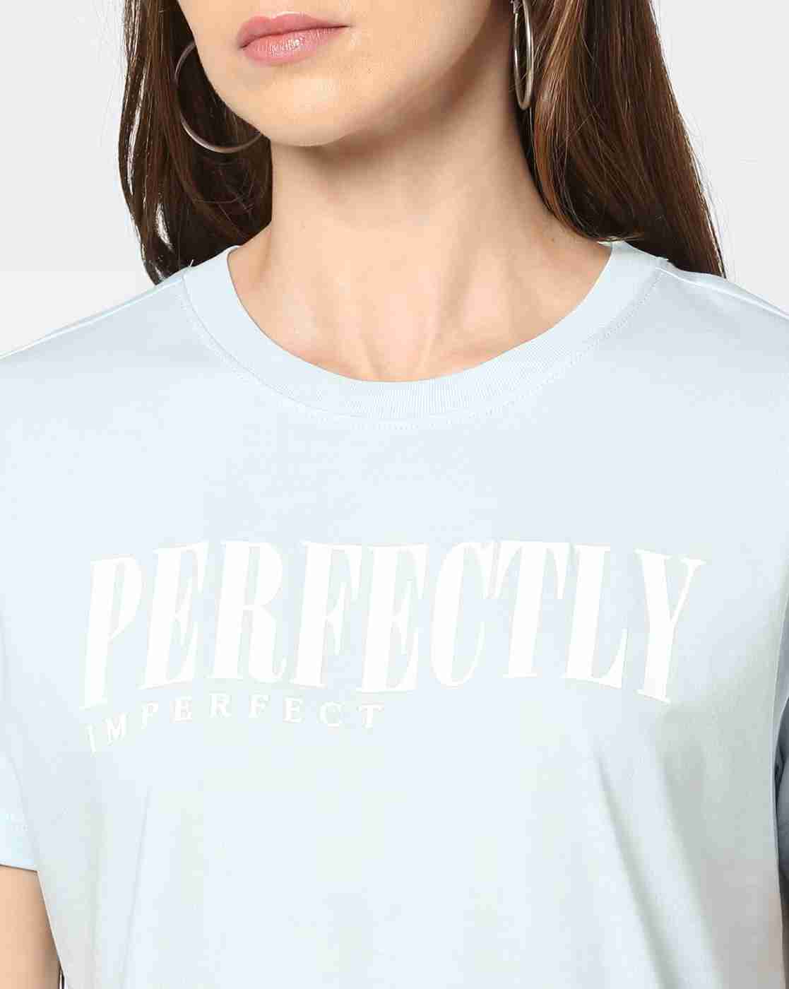 DNMX | Women Typographic Print Regular Fit Crew-Neck T-Shirt|4