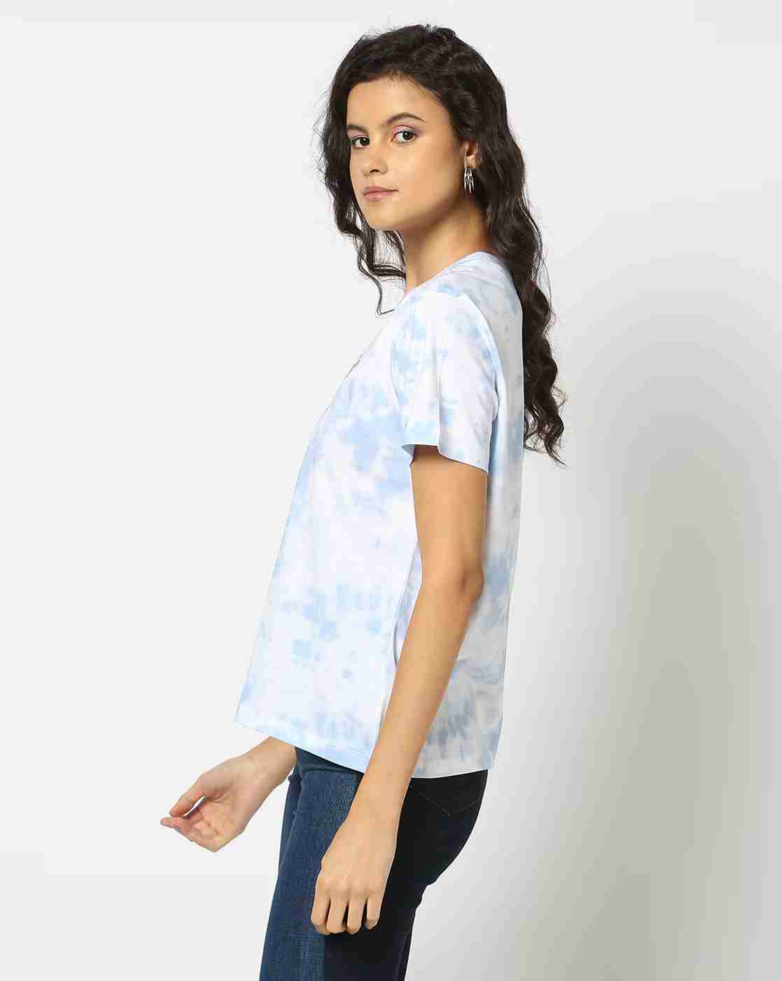 DNMX | Women Typographic Print Regular Fit Crew-Neck T-Shirt|1