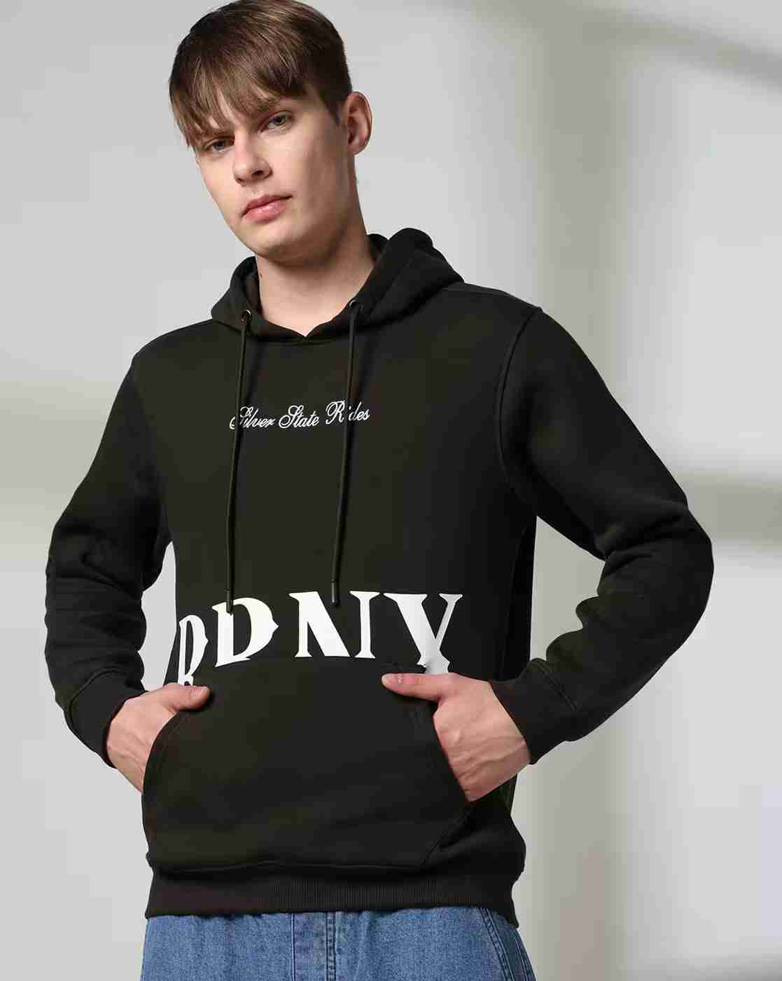 DNMX | Men Brand Print Regular Fit Hoodie with Kangaroo Pocket|0
