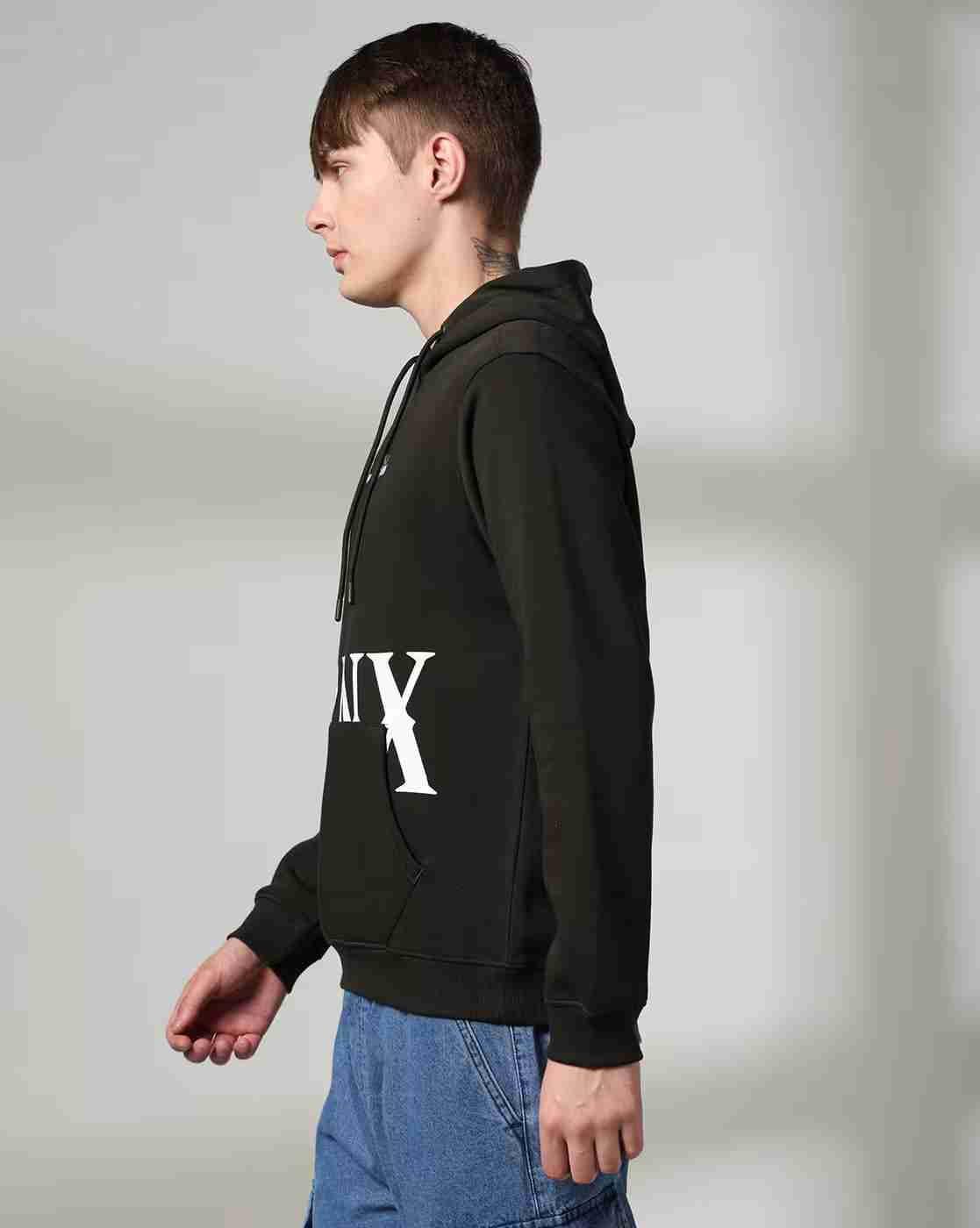 DNMX | Men Brand Print Regular Fit Hoodie with Kangaroo Pocket|1