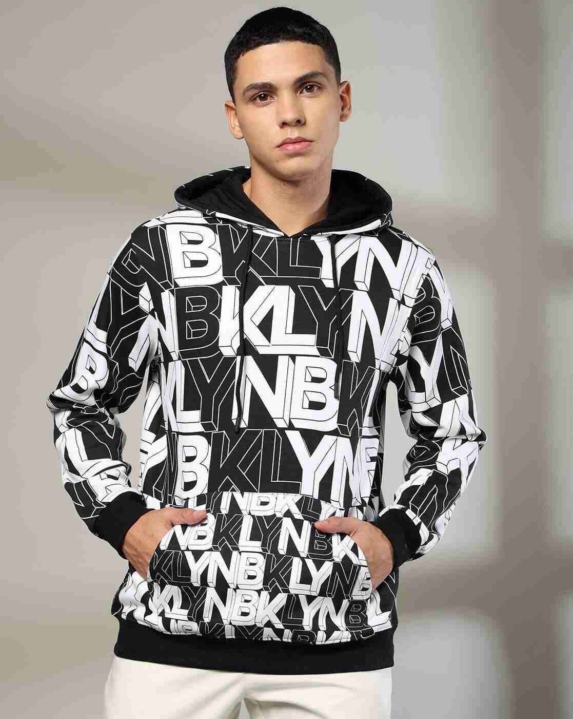 DNMX | Men Typographic Print Regular Fit Hoodie with Kangaroo Pocket|0