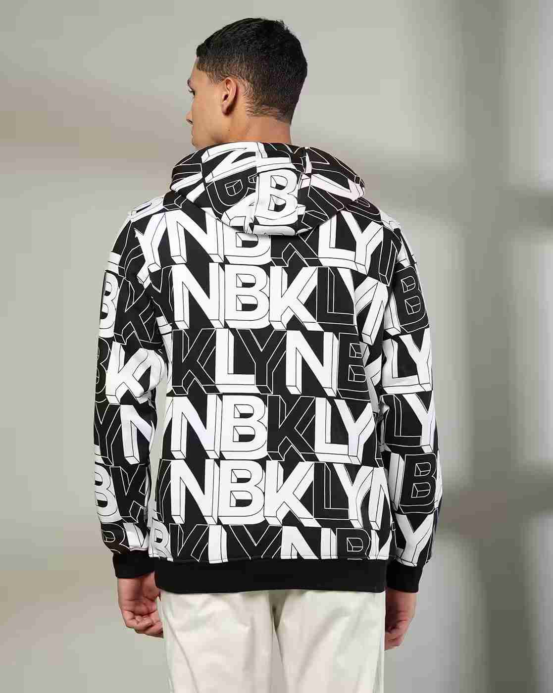 DNMX | Men Typographic Print Regular Fit Hoodie with Kangaroo Pocket|2
