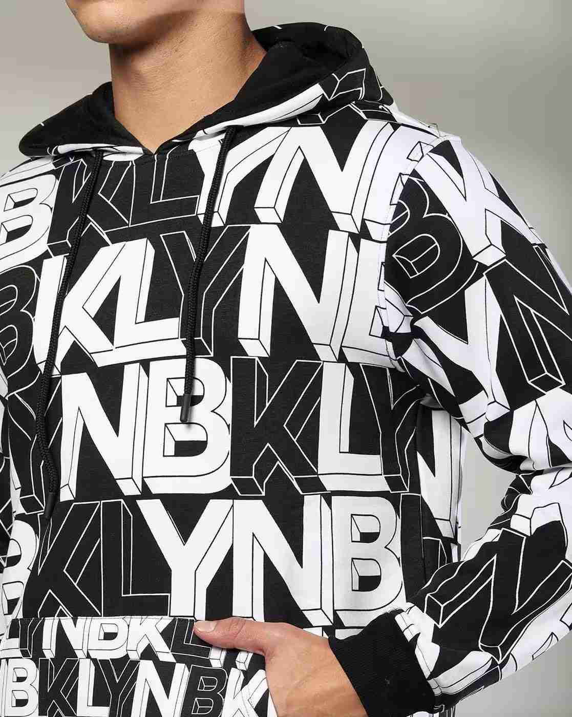 DNMX | Men Typographic Print Regular Fit Hoodie with Kangaroo Pocket|3