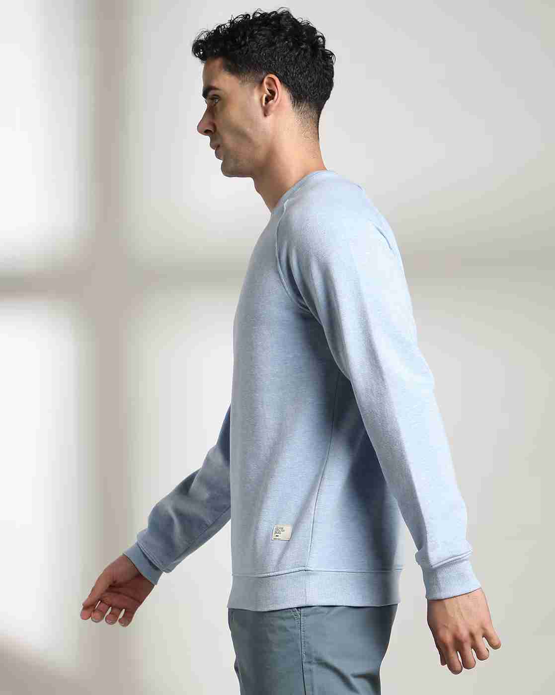 DNMX | Men Heathered Regular Fit Crew-Neck Sweatshirt|1