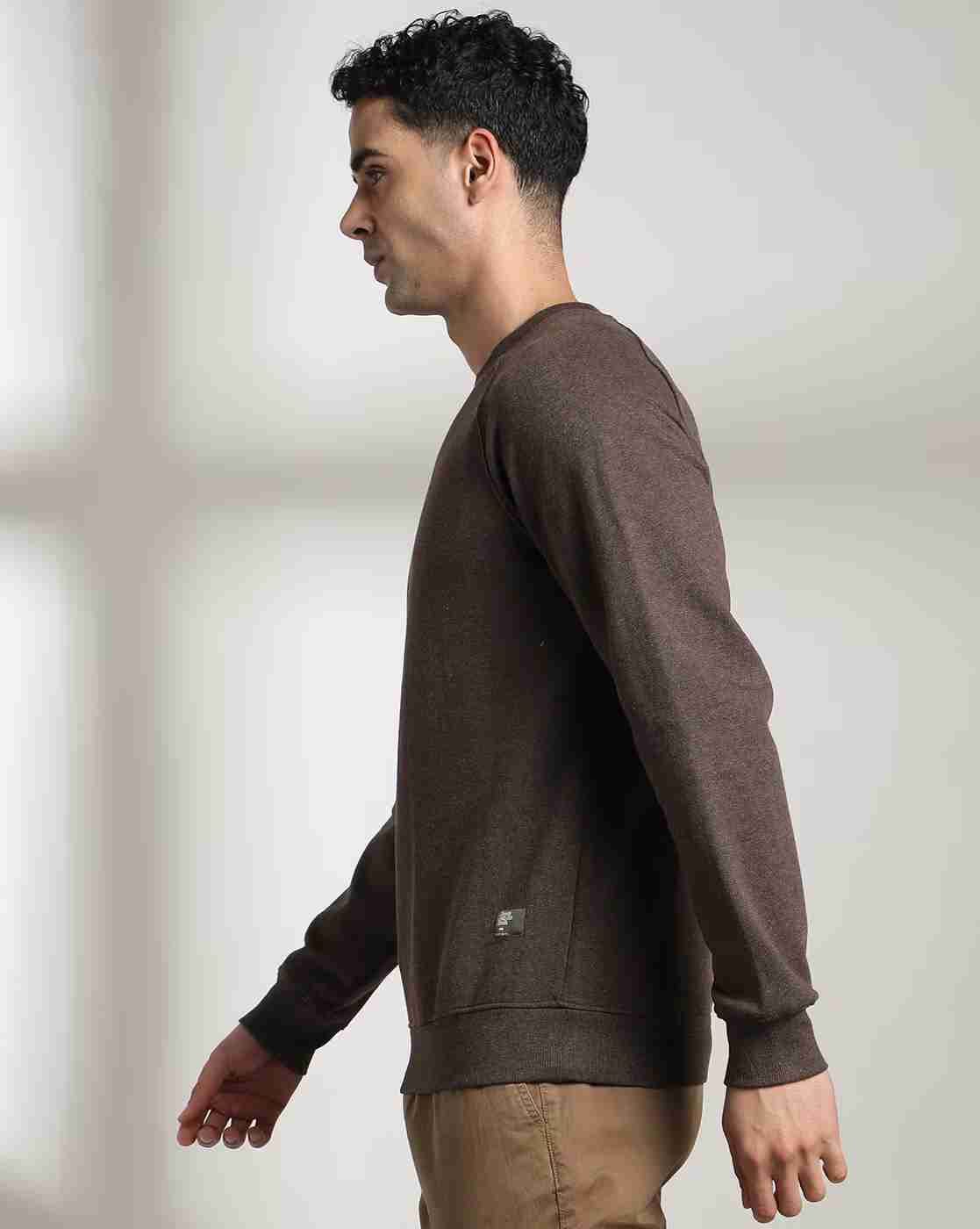 DNMX | Men Heathered Regular Fit Crew-Neck Sweatshirt|1