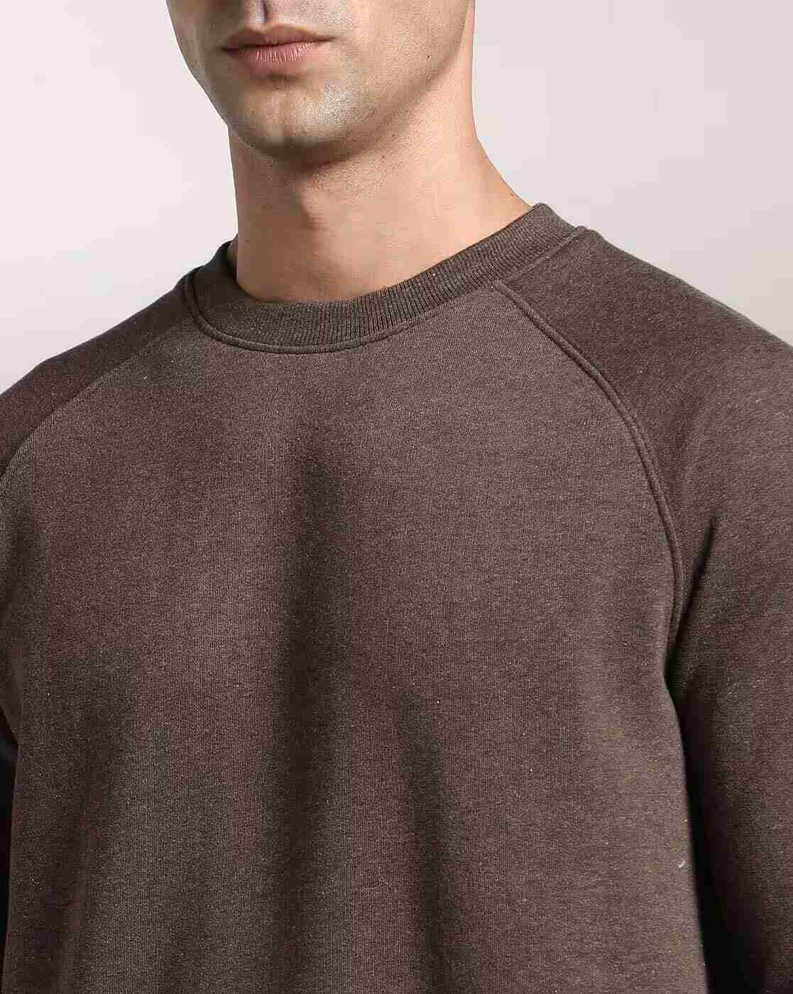 DNMX | Men Heathered Regular Fit Crew-Neck Sweatshirt|3