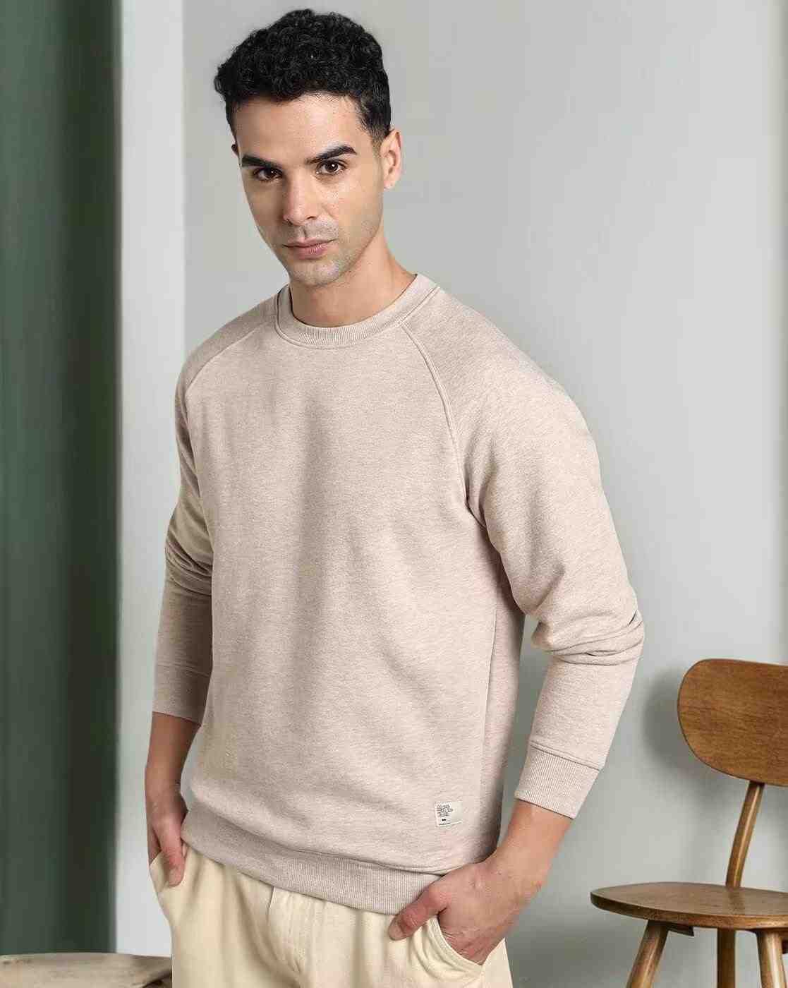 DNMX | Men Heathered Regular Fit Crew-Neck Sweatshirt|0