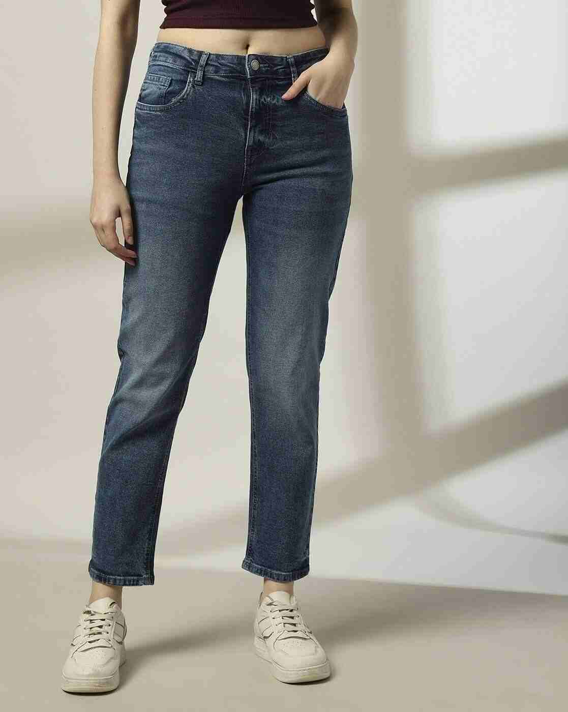 DNMX | Women Lightly Washed Straight Jeans|0