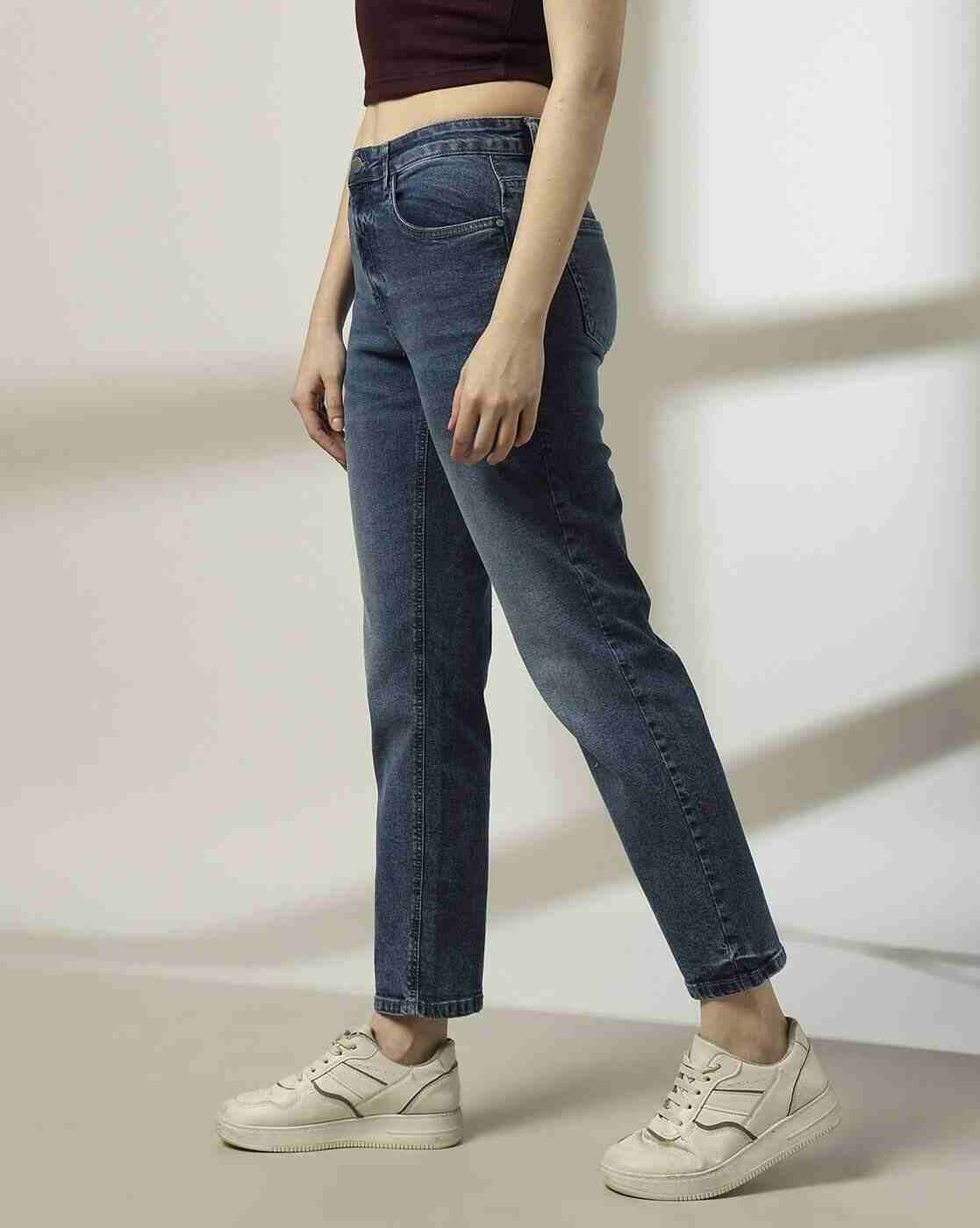 DNMX | Women Lightly Washed Straight Jeans|1