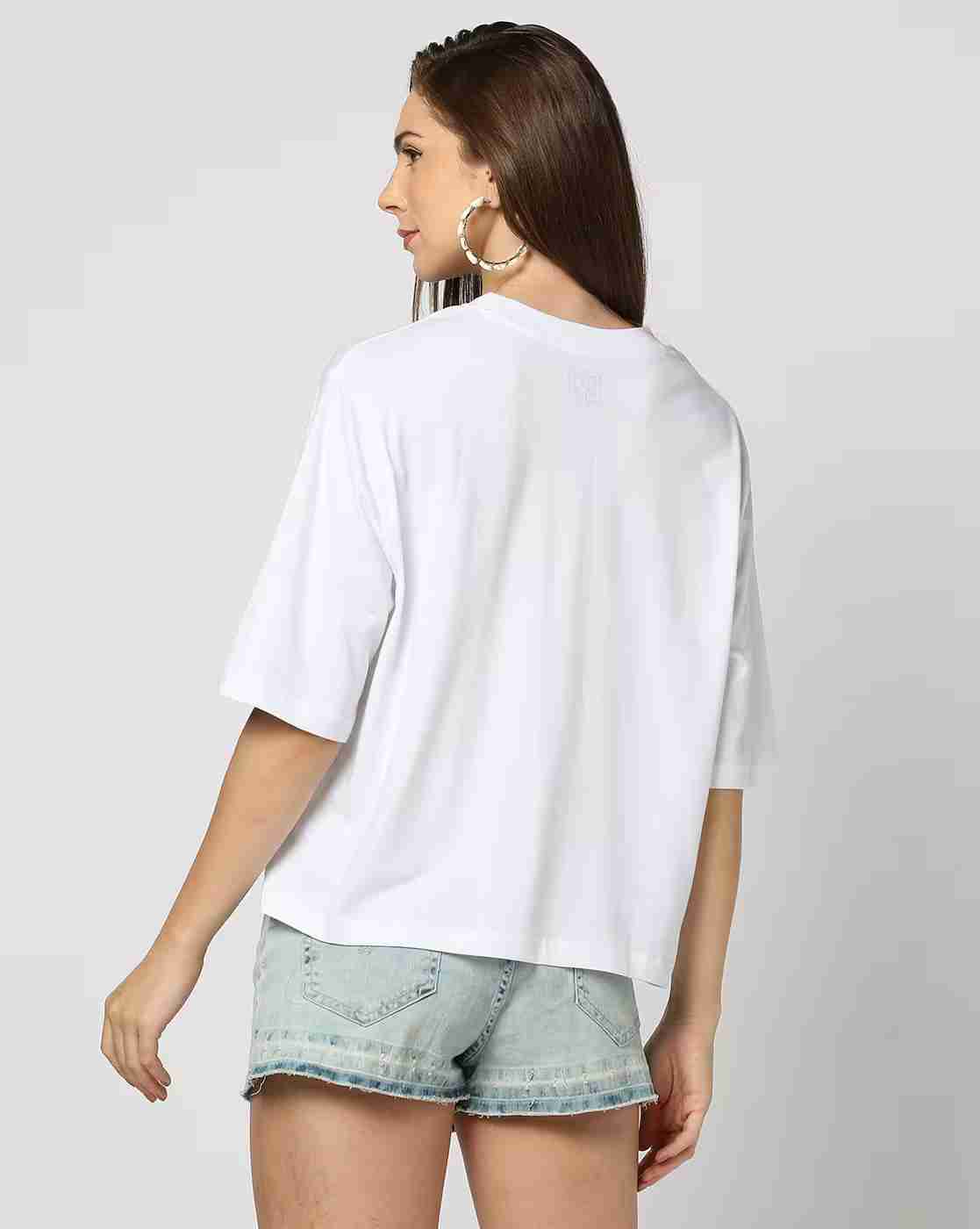 DNMX | Women Graphic Print Regular Fit Crew-Neck T-Shirt|2