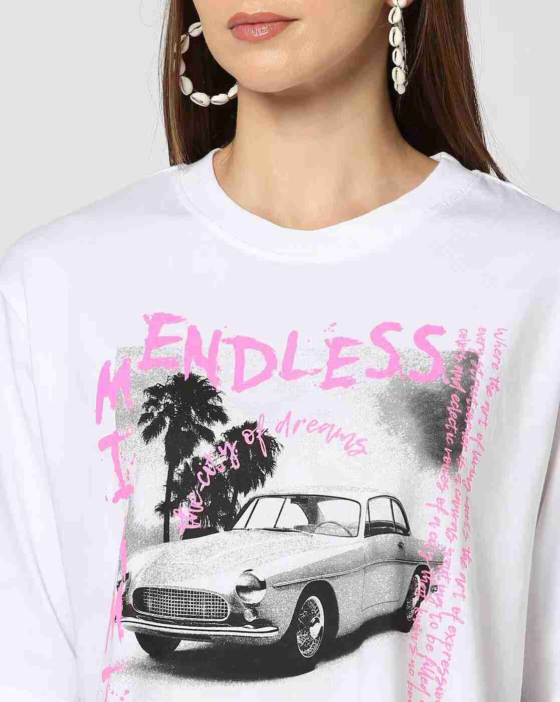 DNMX | Women Graphic Print Regular Fit Crew-Neck T-Shirt|3