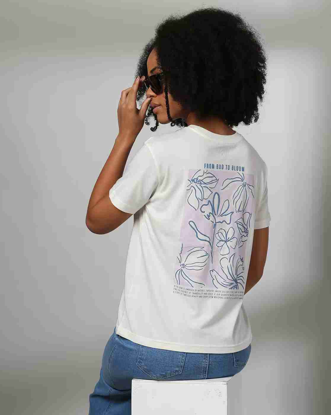 DNMX | Women Graphic Print Boxy Fit Crew-Neck Cotton T-Shirt|0