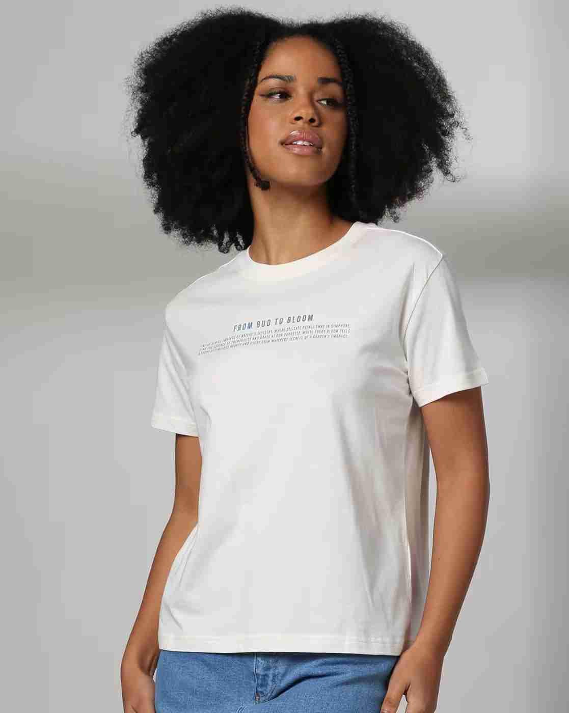 DNMX | Women Graphic Print Boxy Fit Crew-Neck Cotton T-Shirt|3