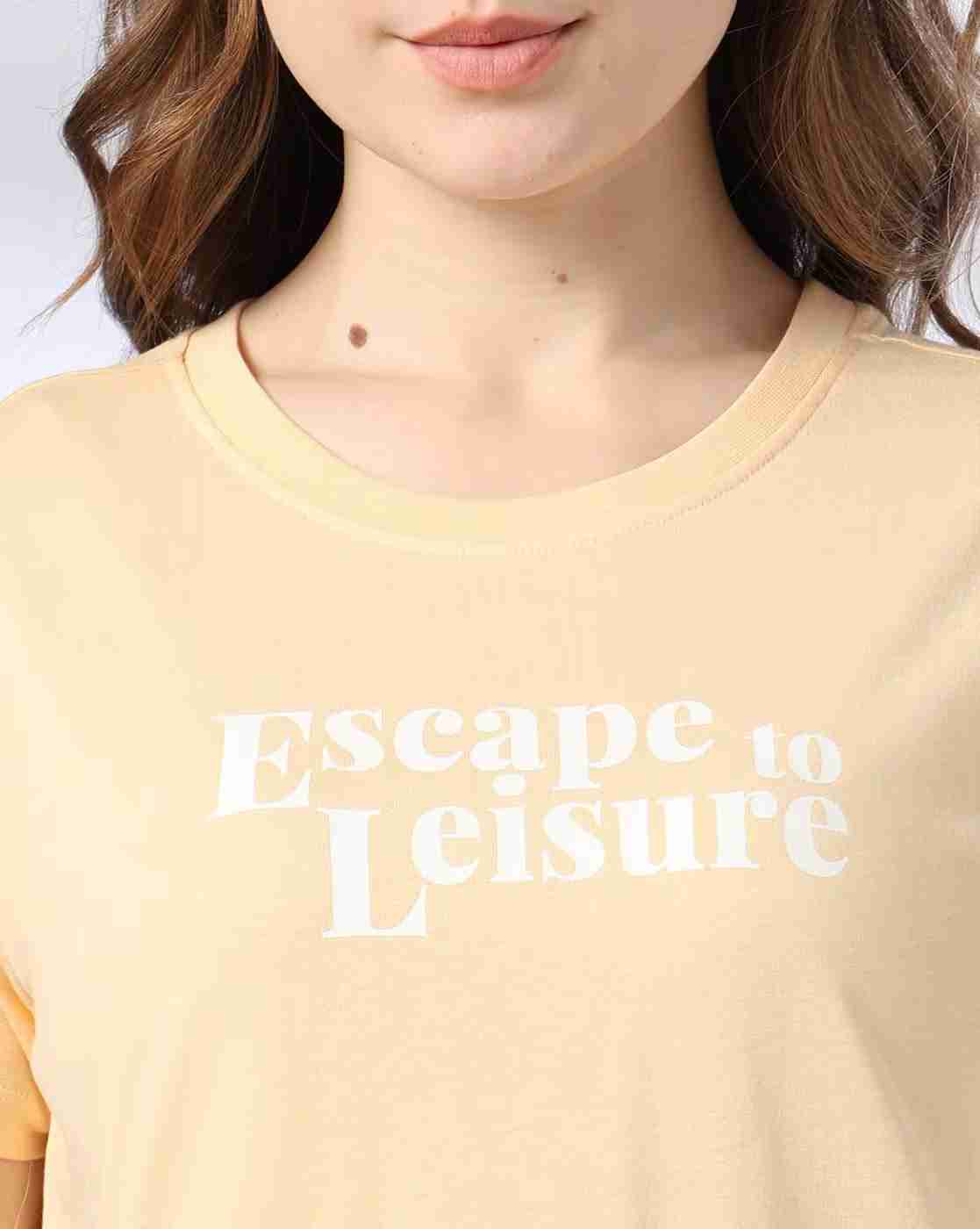 DNMX | Women Typographic Print Regular Fit Round-Neck T-Shirt|4