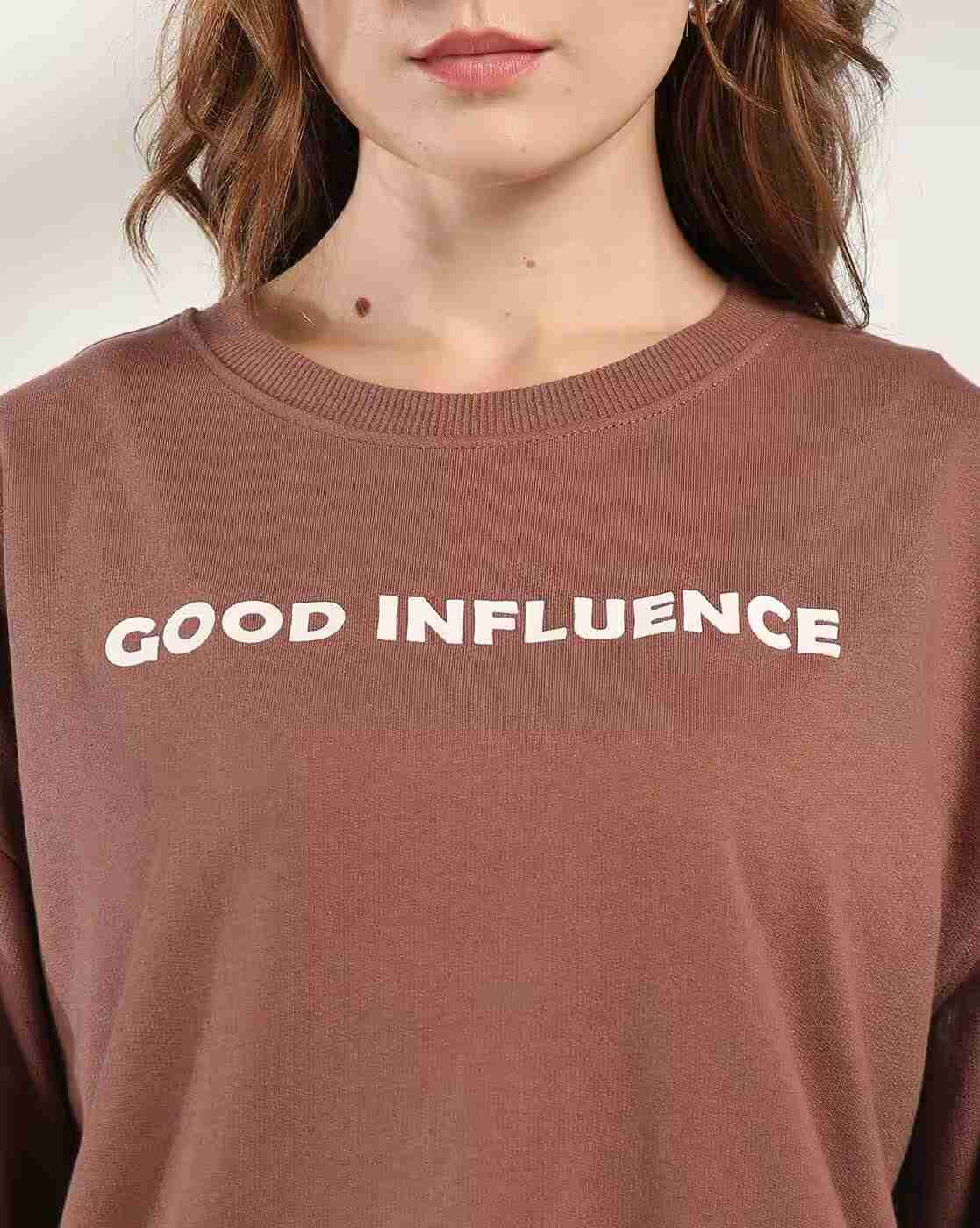 DNMX | Women Typographic Print Relaxed Fit Round-Neck Sweatshirt|3