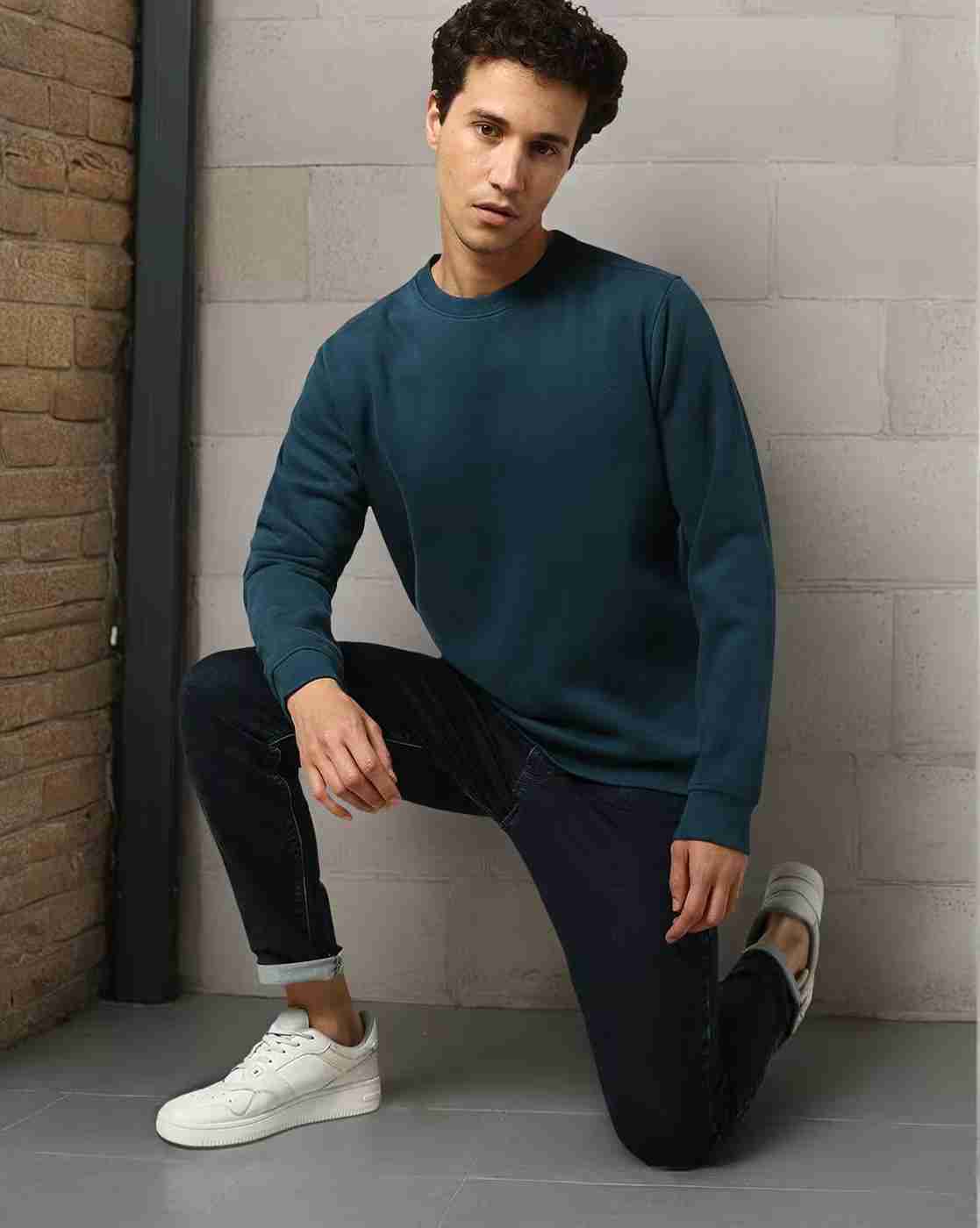 Men Regular Fit Crew-Neck Sweatshirt