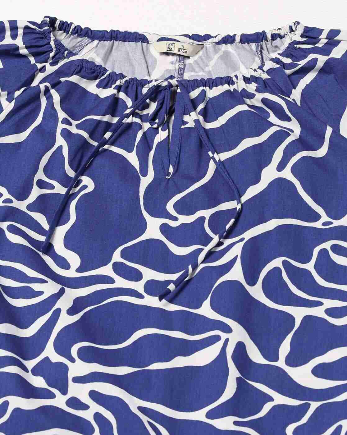 DNMX | Women Printed Fit & Flare Cotton Dress with Tie-Up Belt|4