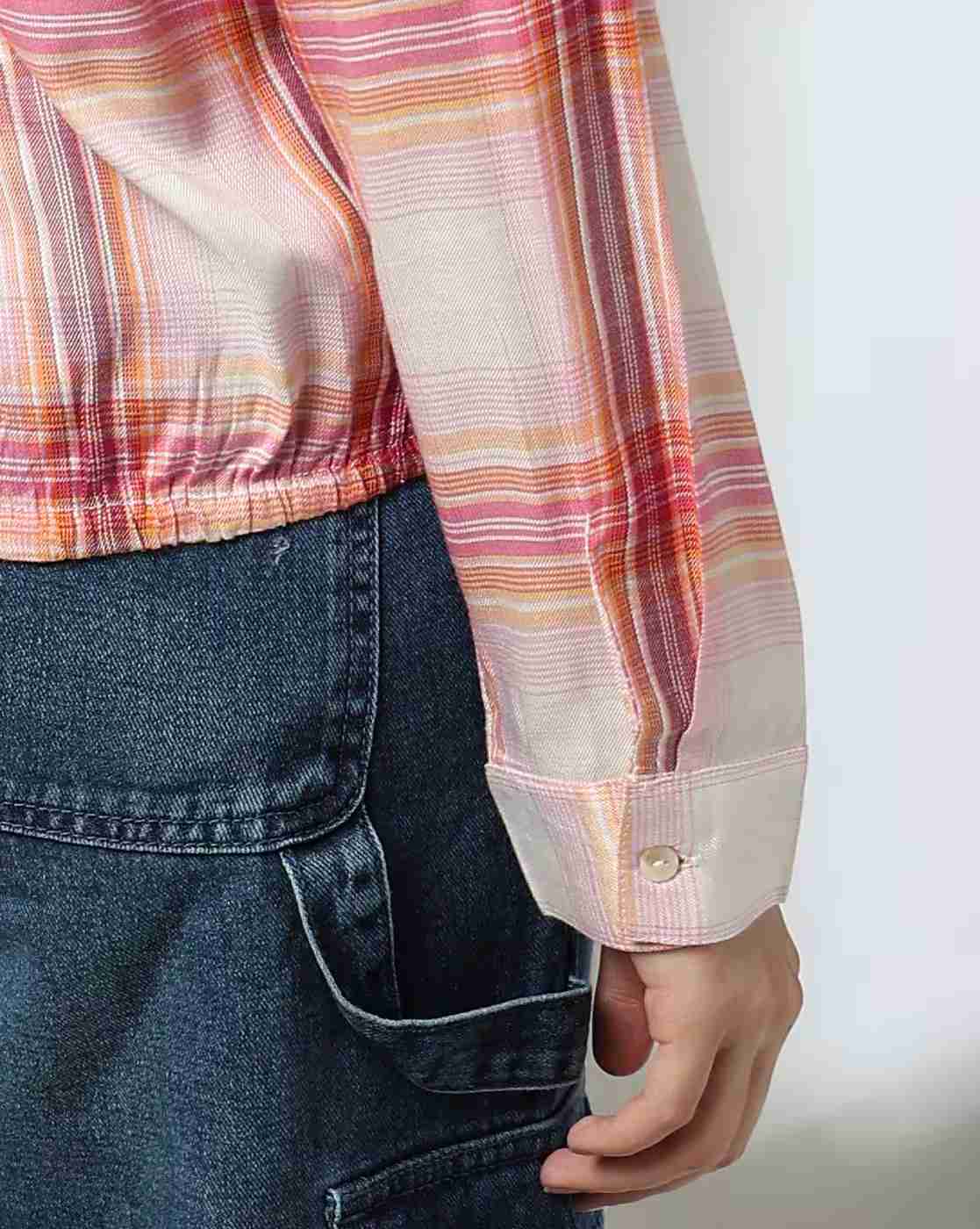 DNMX | Women Checked Elasticated-Waist Shirt|5