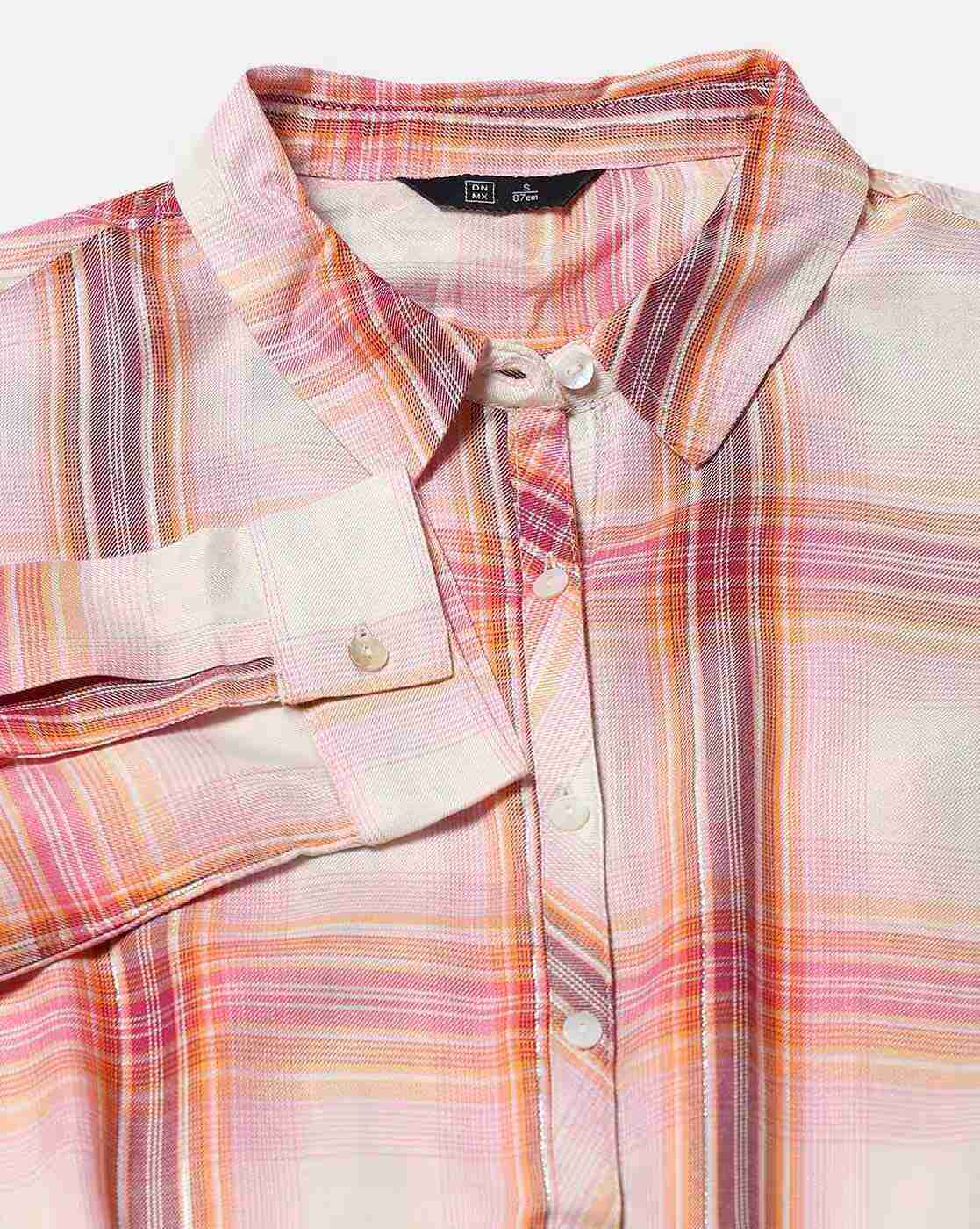 DNMX | Women Checked Elasticated-Waist Shirt|6