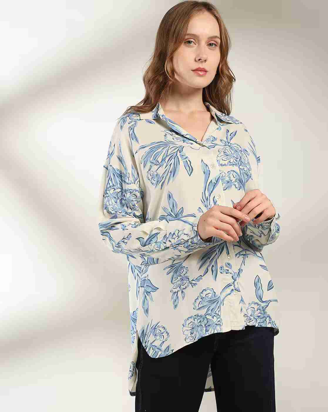 DNMX | Women Floral Print Boxy Fit Shirt|0