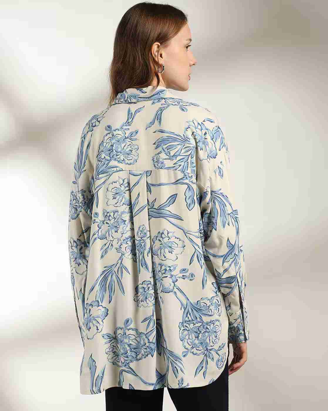 DNMX | Women Floral Print Boxy Fit Shirt|2