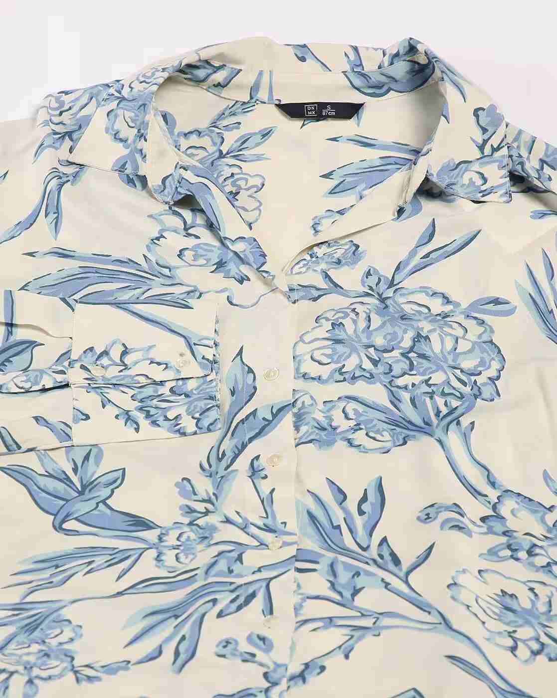 DNMX | Women Floral Print Boxy Fit Shirt|5