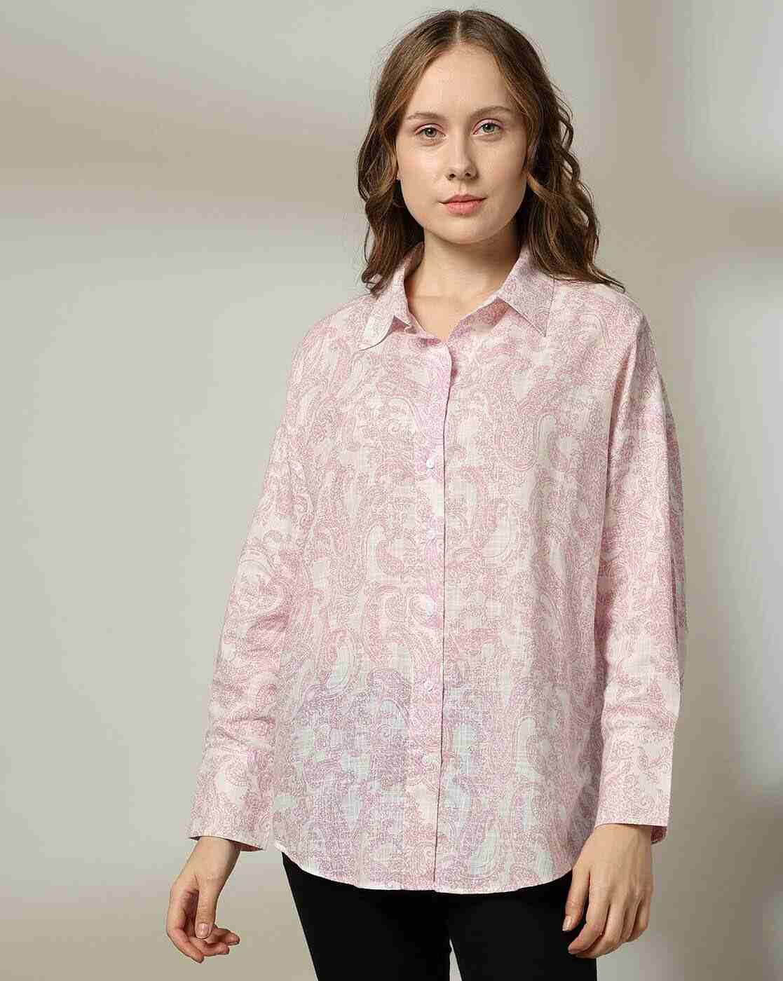 DNMX | Women Paisley Print Relaxed Fit Cotton Shirt|0
