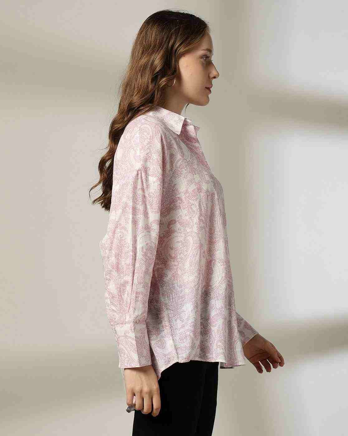 DNMX | Women Paisley Print Relaxed Fit Cotton Shirt|1