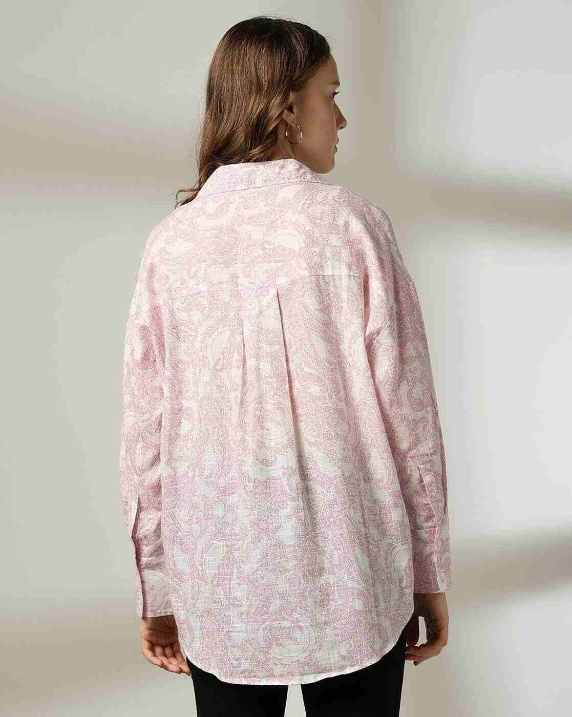 DNMX | Women Paisley Print Relaxed Fit Cotton Shirt|2