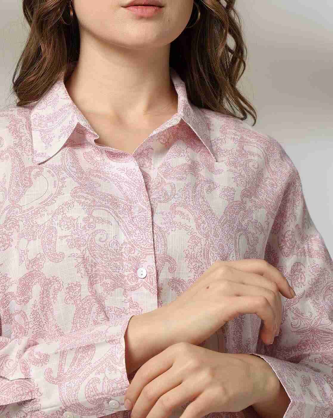 DNMX | Women Paisley Print Relaxed Fit Cotton Shirt|3