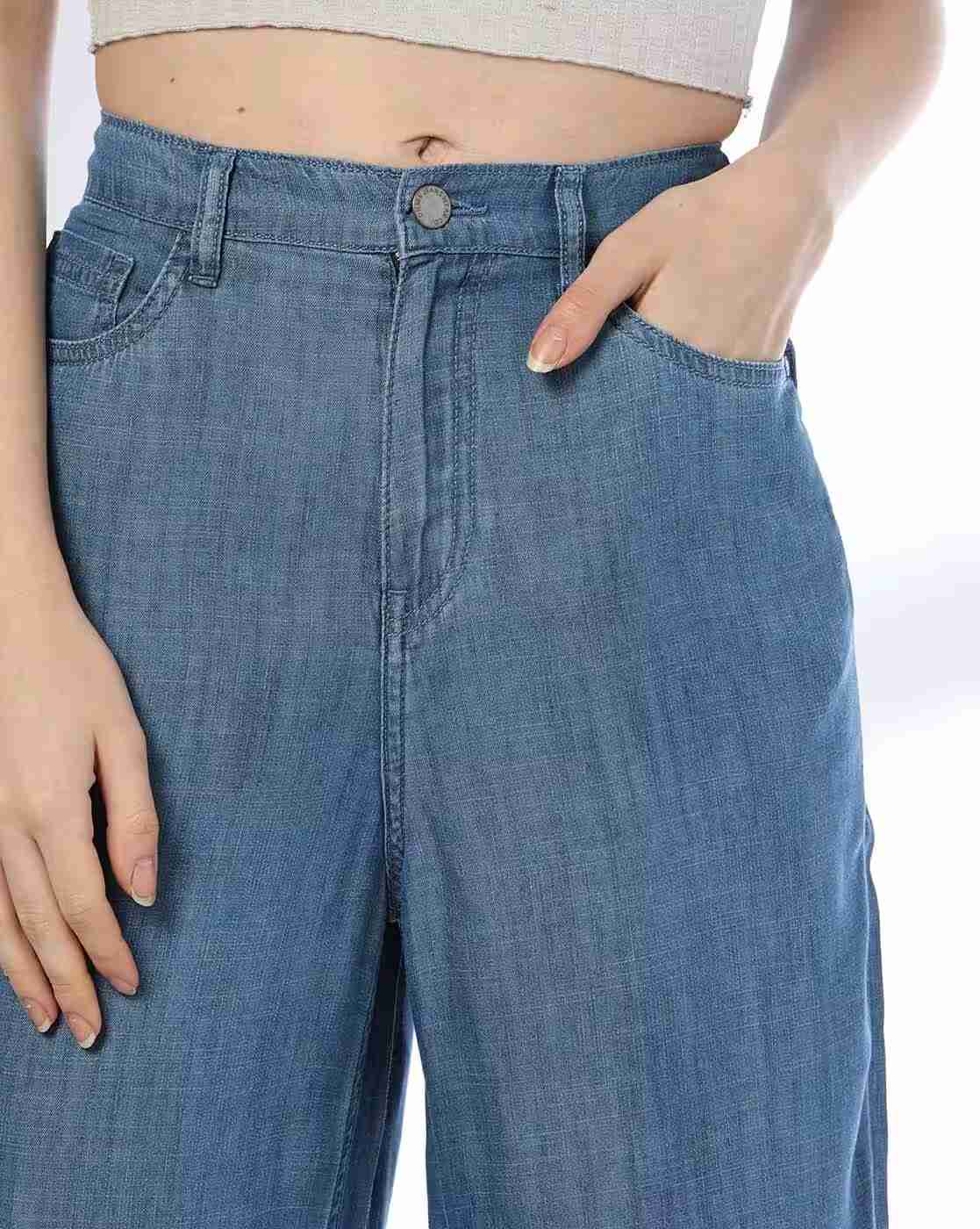 DNMX | Women Lightly Washed Wide-Leg Jeans|3