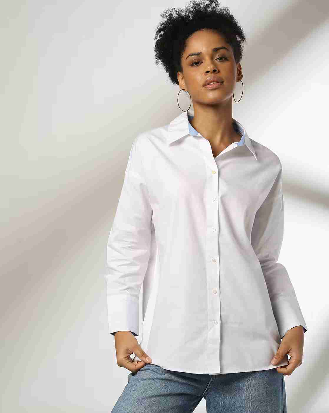 DNMX | Women Relaxed Fit Shirt with Spread Collar|0