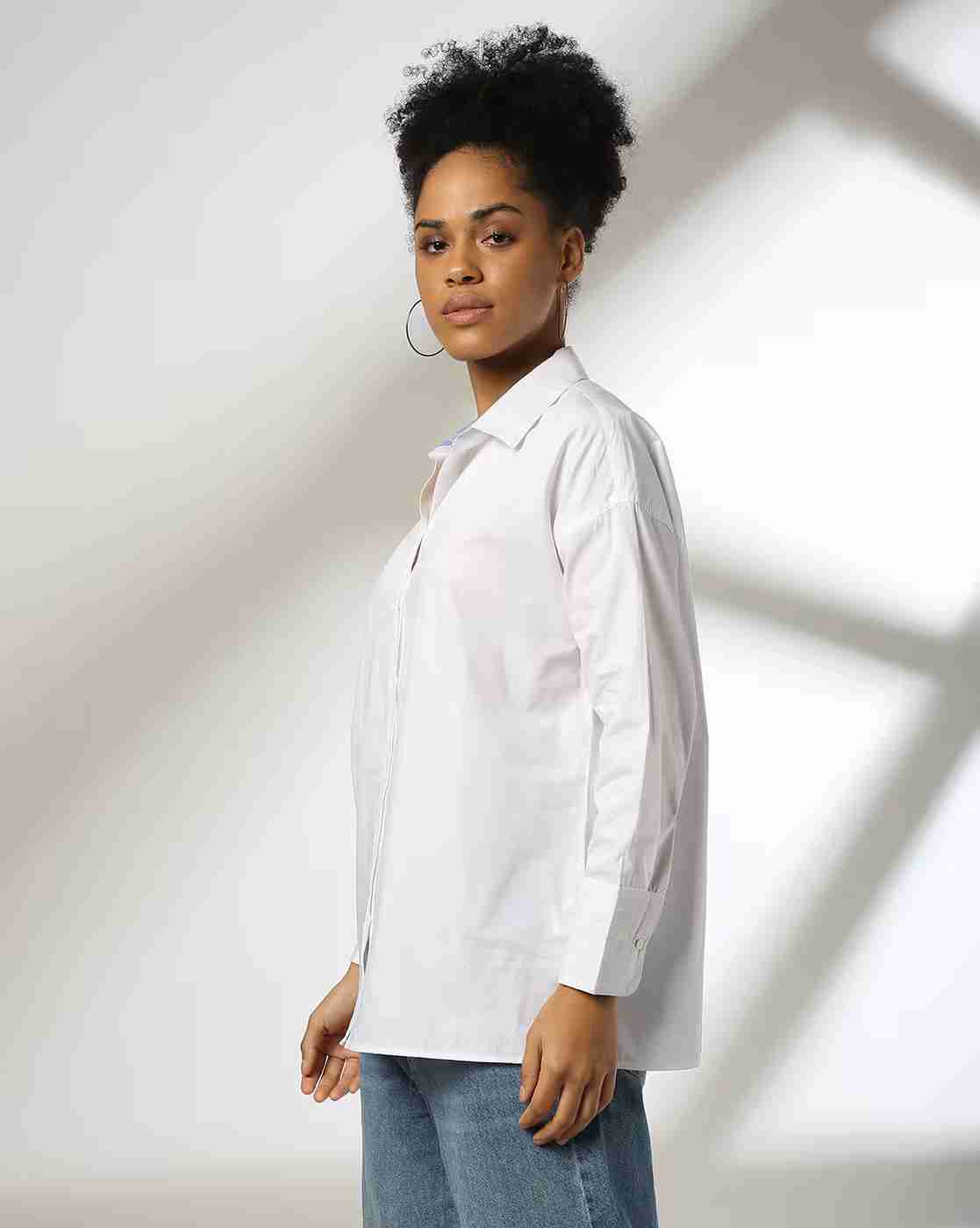 DNMX | Women Relaxed Fit Shirt with Spread Collar|1