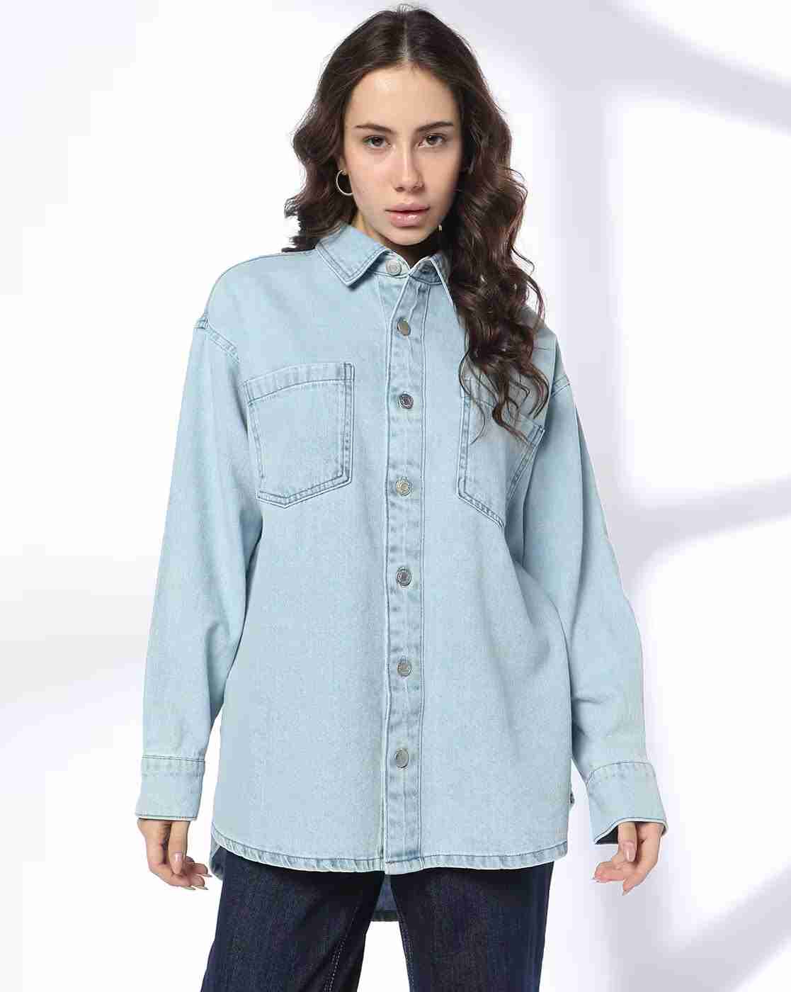 DNMX | Women Oversized Denim Shirt with Patch Pockets|3