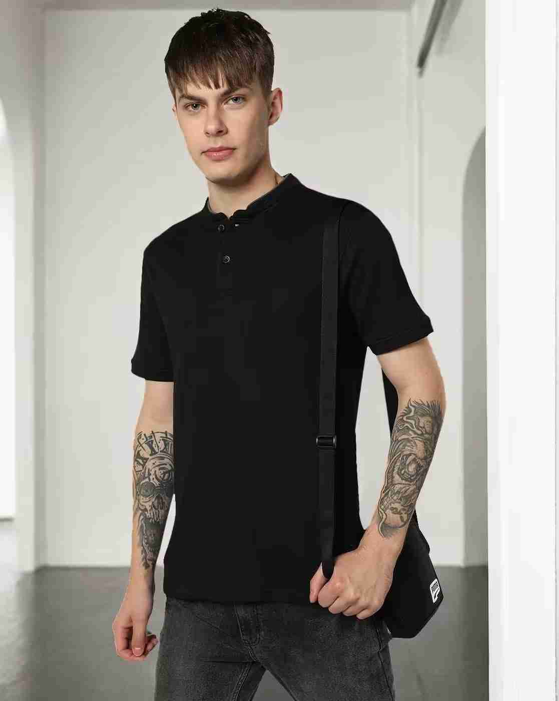 DNMX | Men Regular Fit Henley T-Shirt|0