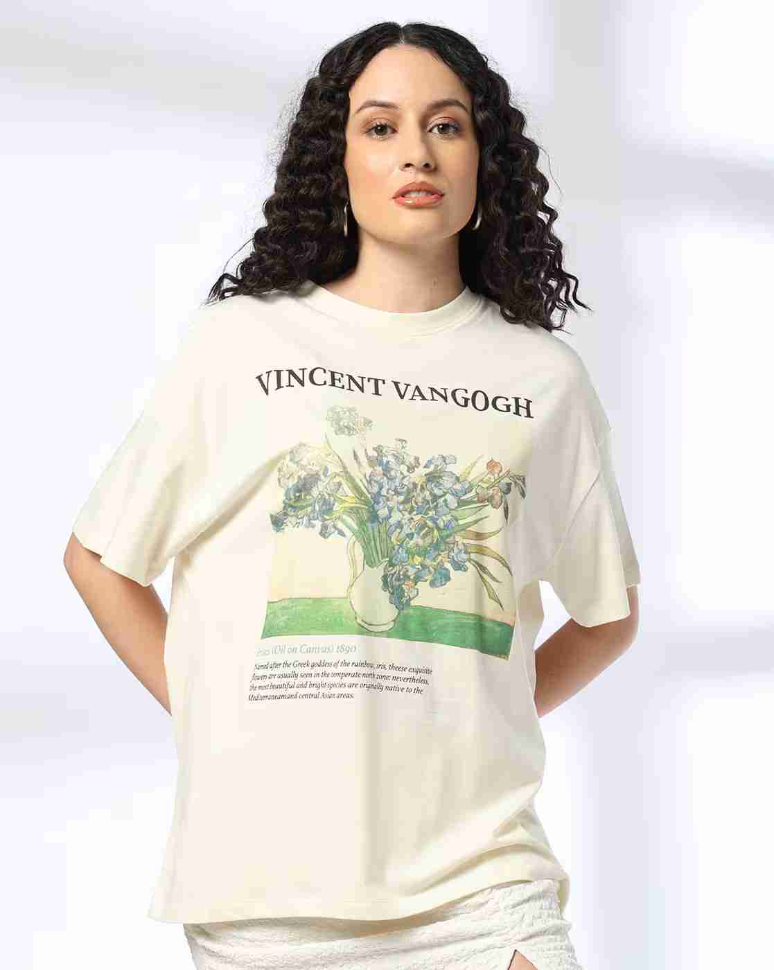 DNMX | Women Graphic Print Oversized Cotton Crew-Neck T-Shirt|3