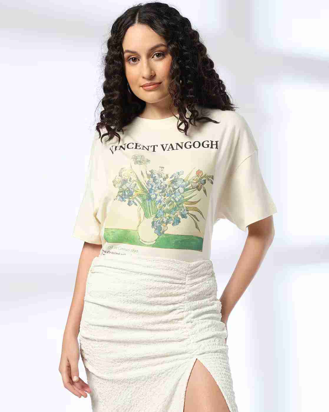 DNMX | Women Graphic Print Oversized Cotton Crew-Neck T-Shirt|4