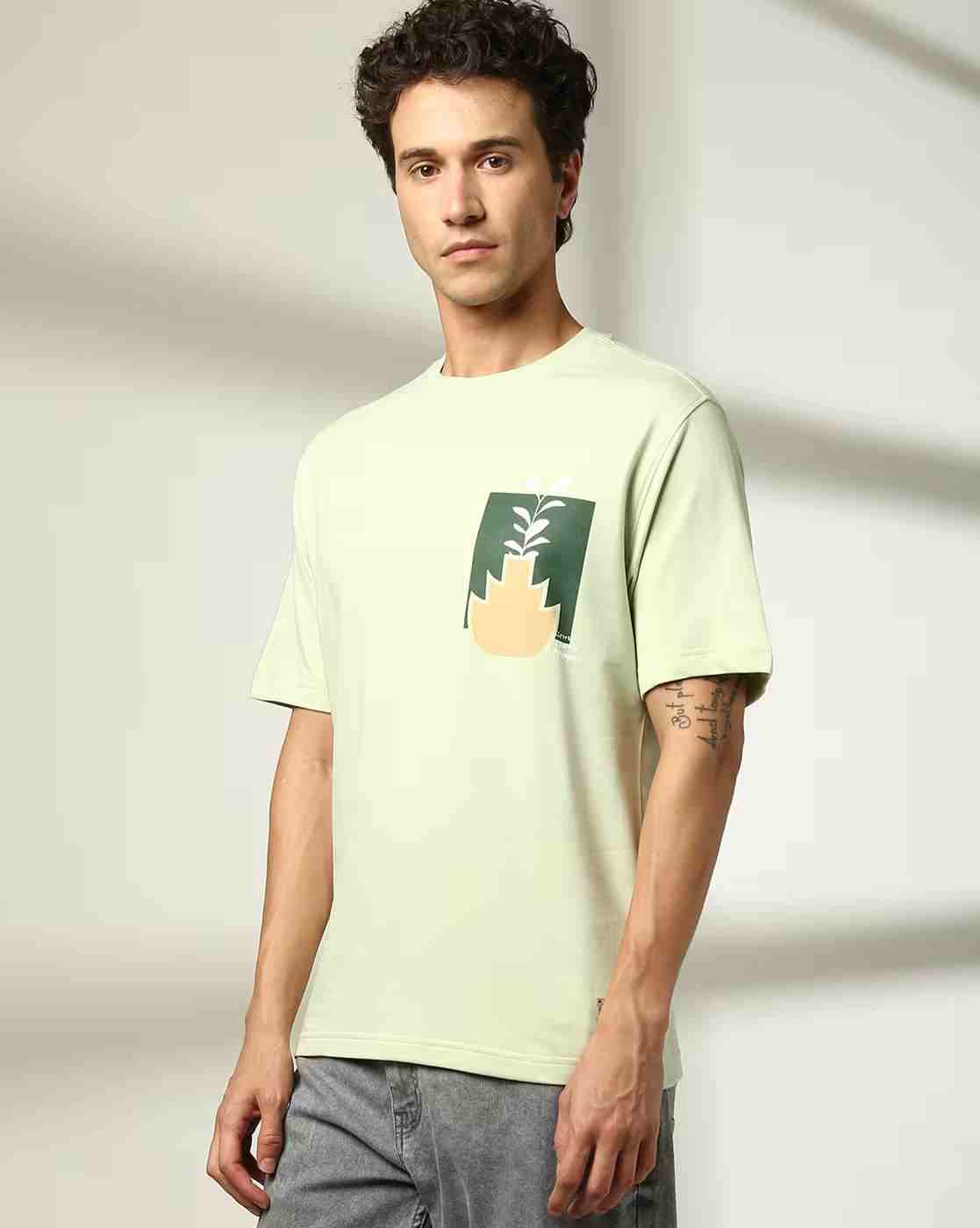 DNMX | Men Graphic Print Relaxed Fit Crew-Neck T-Shirt|1