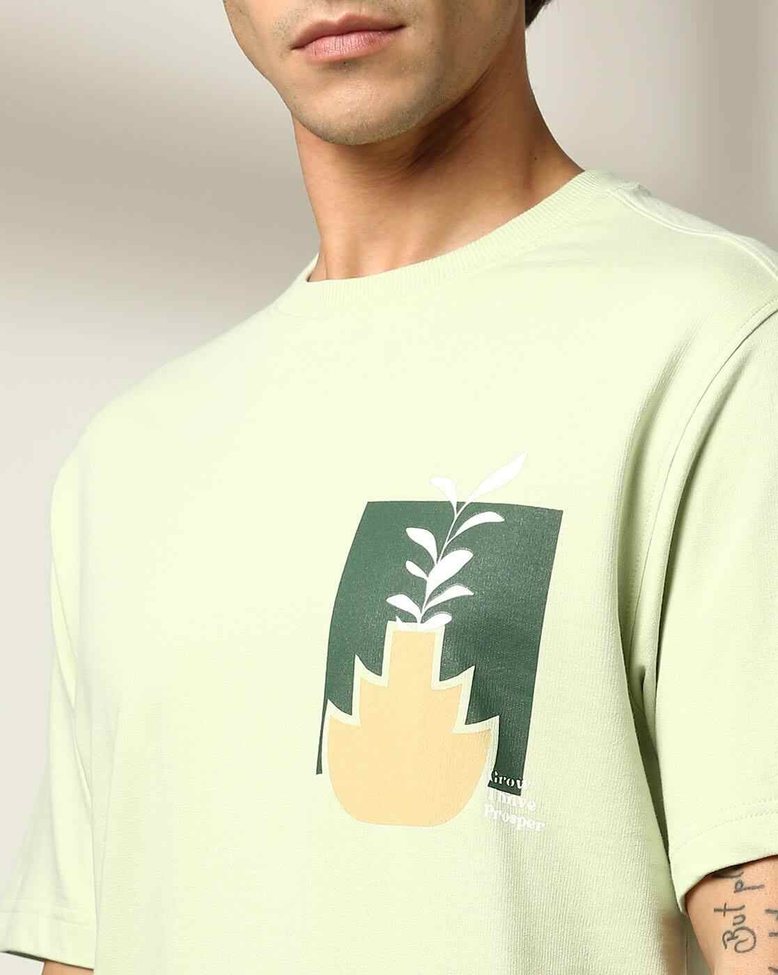 DNMX | Men Graphic Print Relaxed Fit Crew-Neck T-Shirt|4