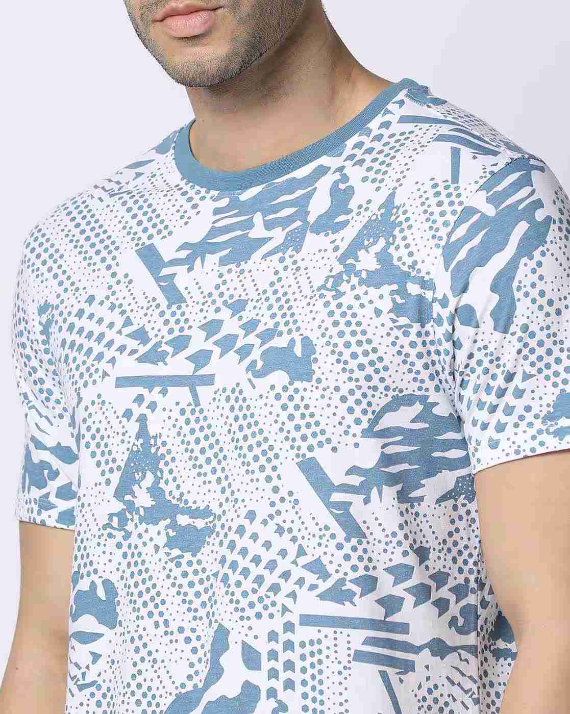 DNMX | Men Printed Regular Fit Crew-Neck T-Shirt|3