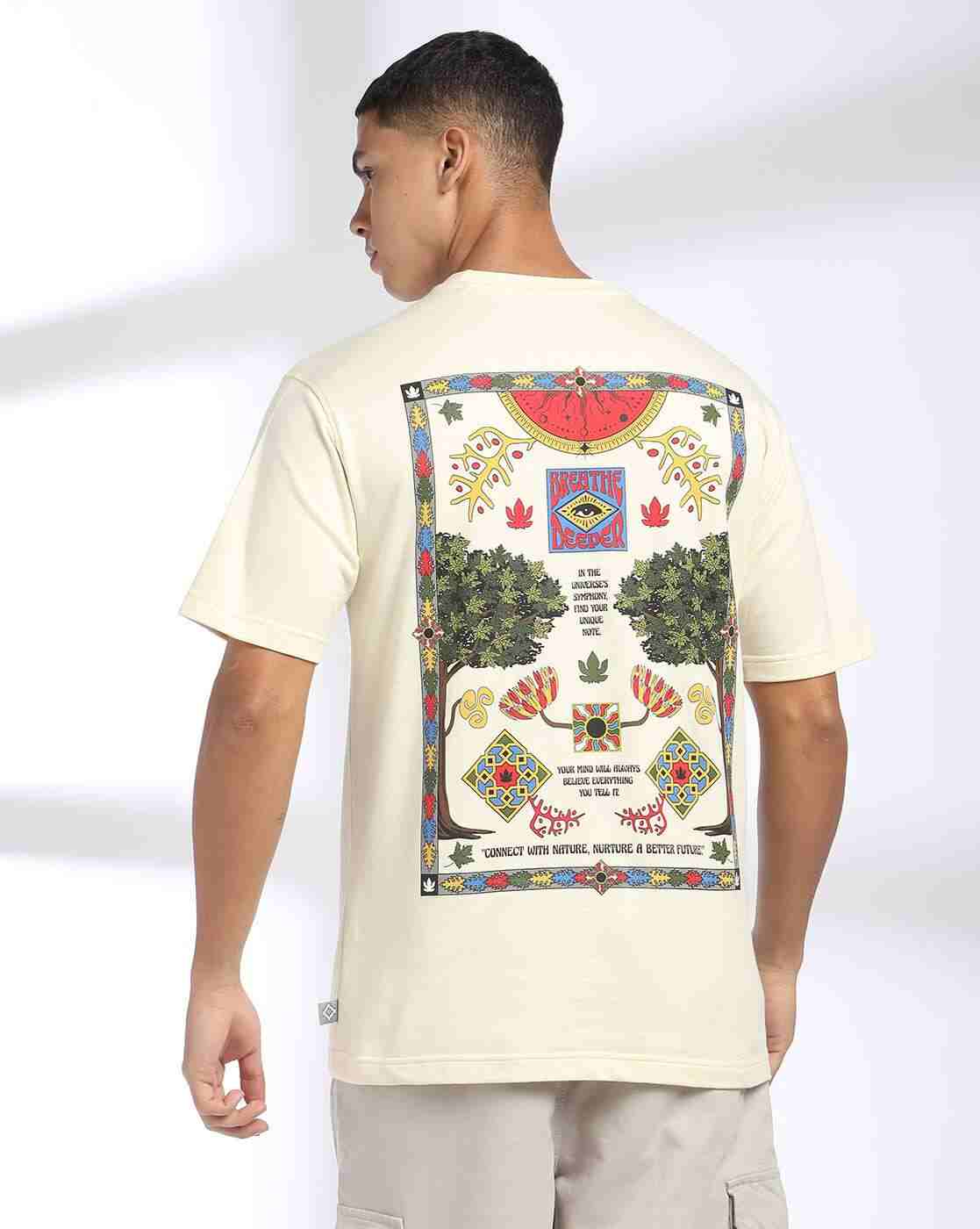 DNMX | Men Graphic Print Slim Fit Crew-Neck T-Shirt|2
